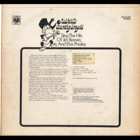 Nashville Country Singers - Sing The Hits Of Jim Reeves And Elvis Presley (1970) [1LP]