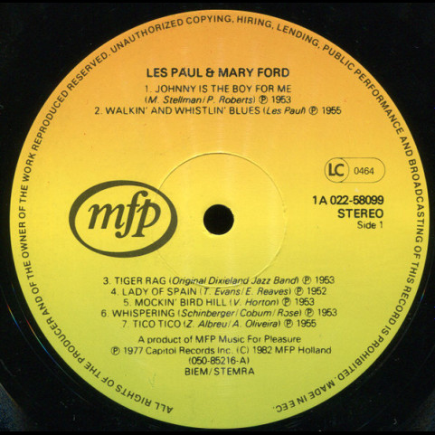 Les Paul & Mary Ford - Les Paul & Mary Ford (1982) [1LP]