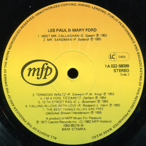Les Paul & Mary Ford - Les Paul & Mary Ford (1982) [1LP]