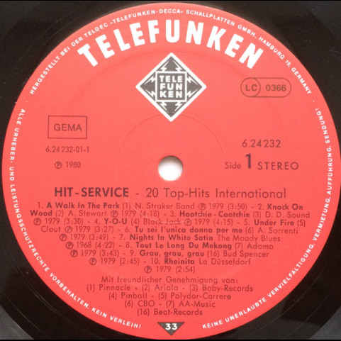Various - Hit-Service 20 Top Hits International (1980) [1LP]