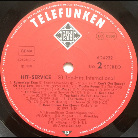 Various - Hit-Service 20 Top Hits International (1980) [1LP]