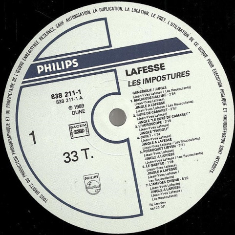 Jean-Yves Lafesse - Les Impostures Mort De Rire (1989) [1LP]
