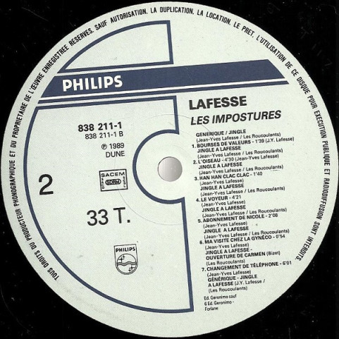 Jean-Yves Lafesse - Les Impostures Mort De Rire (1989) [1LP]