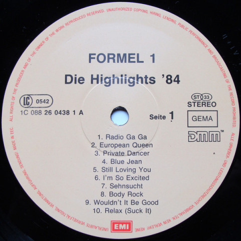 Various - Formel Eins · Die Highlights '84 (1984) [1LP]