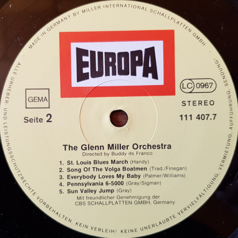 Glenn Miller Orchestra, The Directed By Buddy DeFranco - The Glenn Miller Orchestra Directed By Buddy De Franco (1979) [1LP]