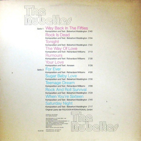 Rubettes, The - Sugar Baby Love (1976) [1LP]