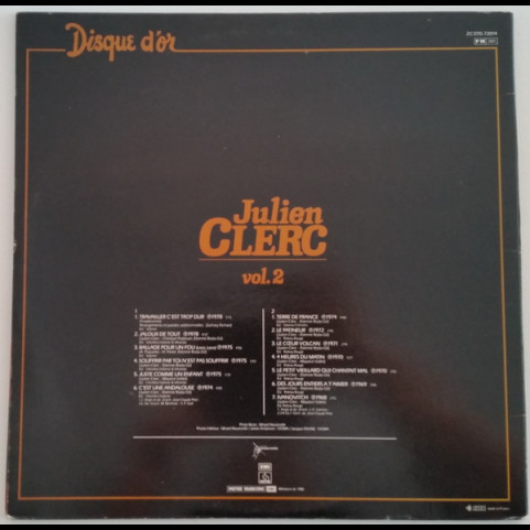 Julien Clerc - Disque D'Or Vol. 2 (1980) [1LP]