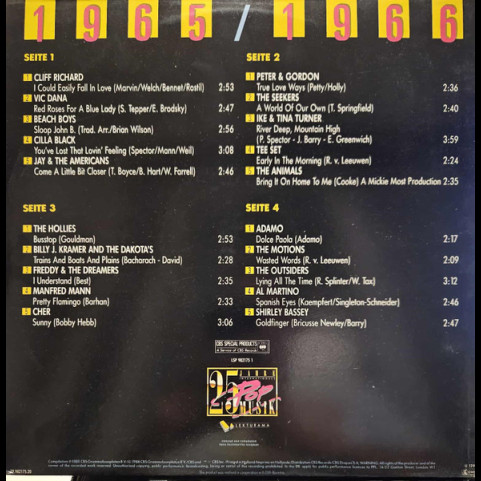 Various - 25 Jahre Internationale Popmusik - 1965/1966 (1989) [2LP]