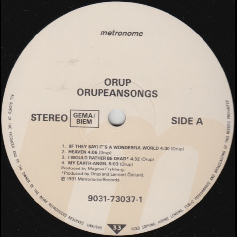 Orup - Orupeansongs (1991) [1LP]
