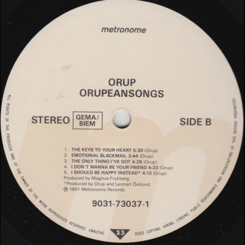 Orup - Orupeansongs (1991) [1LP]