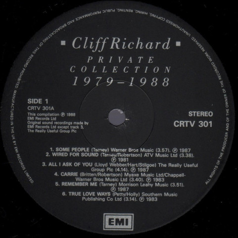 Cliff Richard - Private Collection (1979 - 1988) (1988) [2LP]