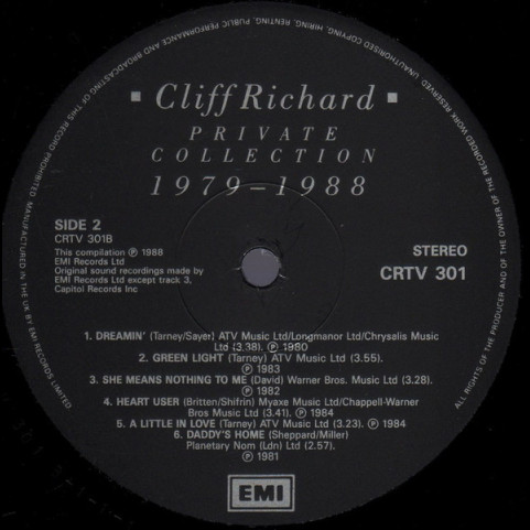 Cliff Richard - Private Collection (1979 - 1988) (1988) [2LP]
