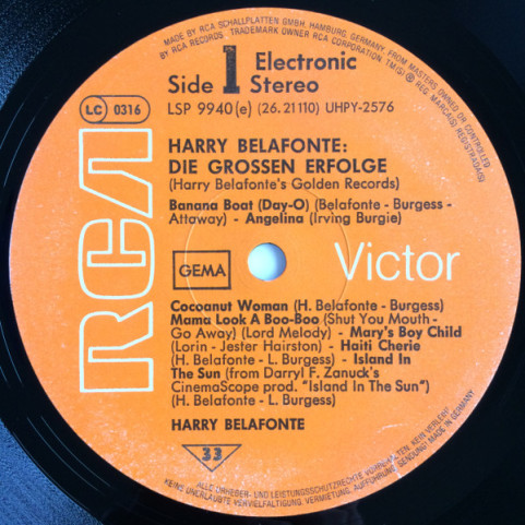 Harry Belafonte - Golden Records (Die Grossen Erfolge) [1LP]