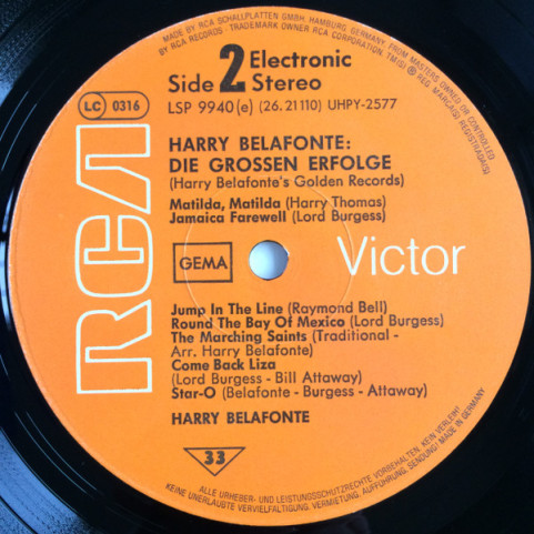 Harry Belafonte - Golden Records (Die Grossen Erfolge) [1LP]