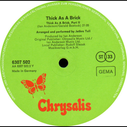 Jethro Tull - Thick As A Brick (1972) [1LP]