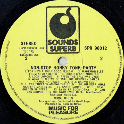 Mrs. Mills - Non-Stop Honky Tonk Party (1973) [1LP]