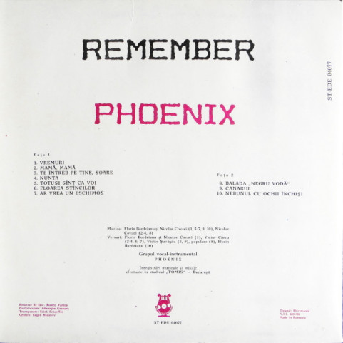 Phoenix (23) - Remember Phoenix / Negru Vodă (1991) [1LP]
