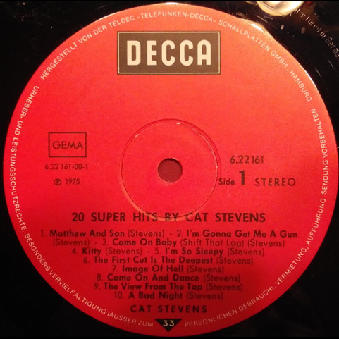 Cat Stevens - 20 Super Hits By Cat Stevens (1975) [1LP]