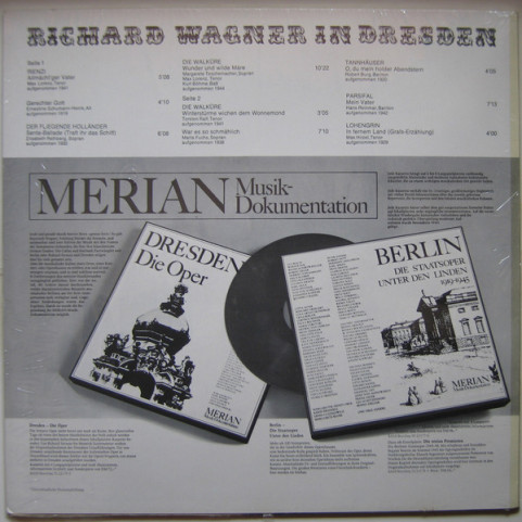 Richard Wagner / Marta Fuchs, Elisabeth Rethberg, Margarete Teschemacher, Ernestine Schumann-Heink, Max Hirzel, Max Lorenz (2), Torsten Ralf, Robert Burg, Hans Reinmar, Kurt Böhme - Richard Wagner In Dresden [1LP]
