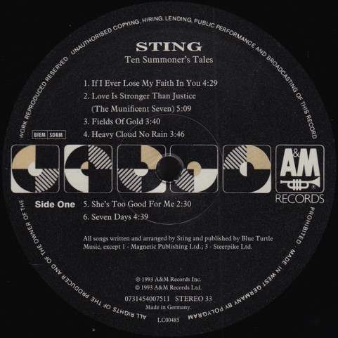 Sting - Ten Summoner's Tales (2016) [1LP] 180g