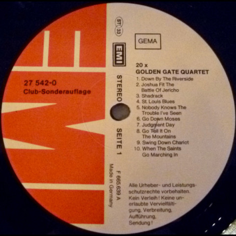 Golden Gate Quartet, The - 20x Golden Gate Quartet (1976) [1LP]