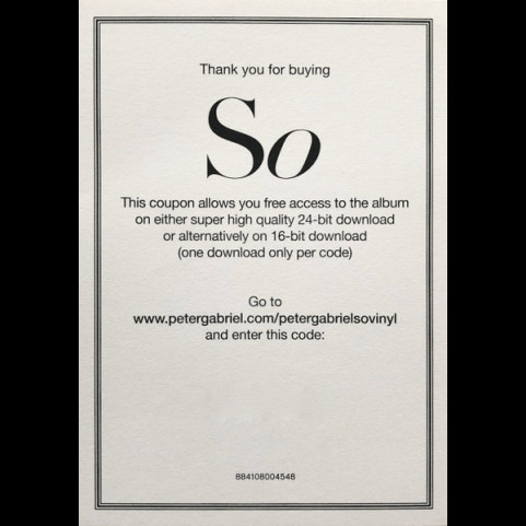 Peter Gabriel - So (2016) [1LP] 180g