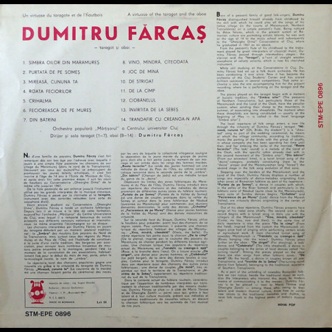 Dumitru Fărcaș - Un Virtuose Du Taragote Et De L'Hautbois = A Virtuoso Of The Taragot And The Oboe [1LP]