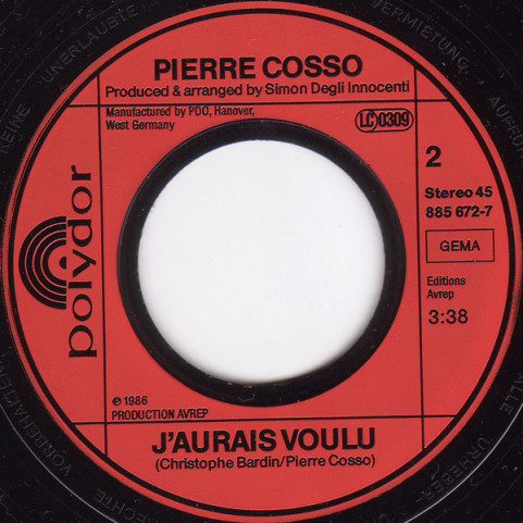 Pierre Cosso - Face Your Life (1986) [7"]