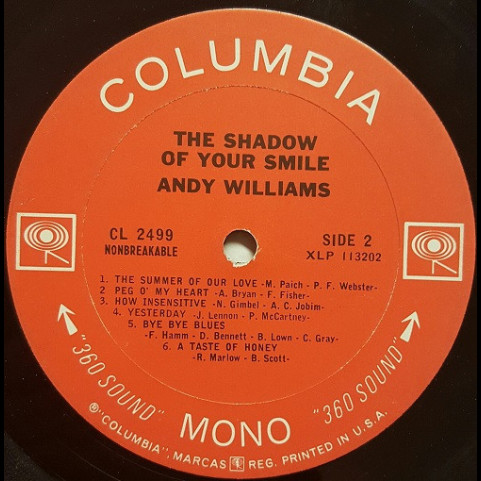 Andy Williams - The Shadow Of Your Smile (1966) [1LP]