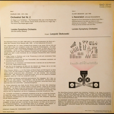 Olivier Messiaen, Charles Ives, Leopold Stokowski, London Symphony Orchestra - L'Ascension - 4 Symphonische Meditationen / Orchestral Set 2 (1971) [1LP]