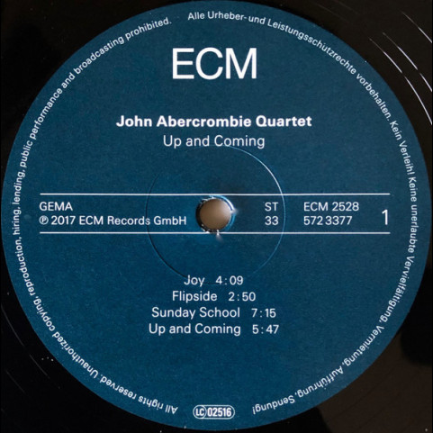 John Abercrombie Quartet - Up And Coming (2017) [1LP] 180g