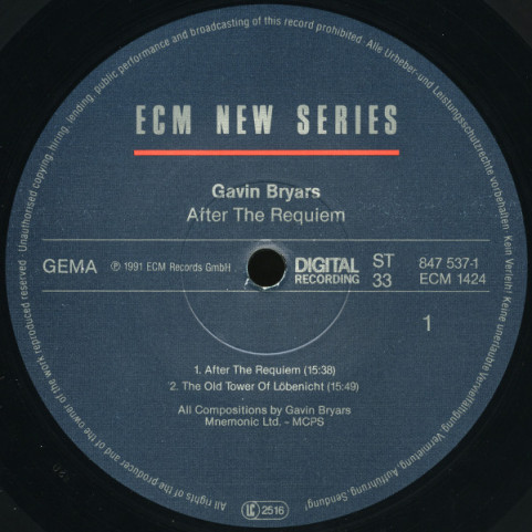 Gavin Bryars - After The Requiem (1991) [1LP]