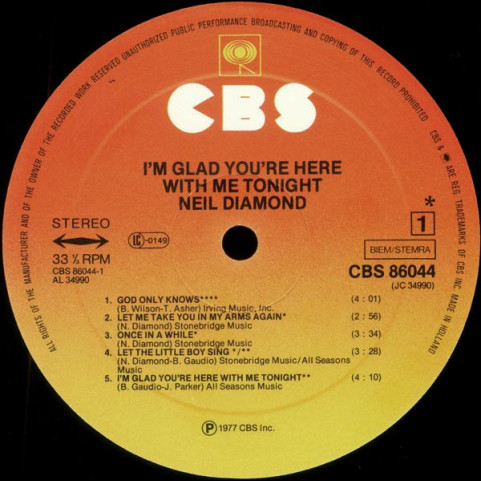 Neil Diamond - I'm Glad You're Here With Me Tonight (1977) [1LP]
