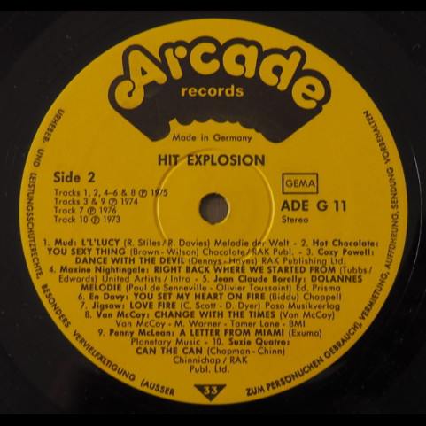 Various - Hit Explosion - 20 Original Hits, 20 Original Artists (1976) [1LP]