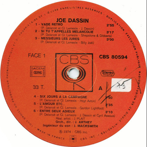 Joe Dassin - Joe Dassin (1974) [1LP]