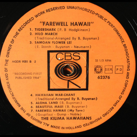 De Kilima Hawaiians - Farewell Hawaii [1LP]