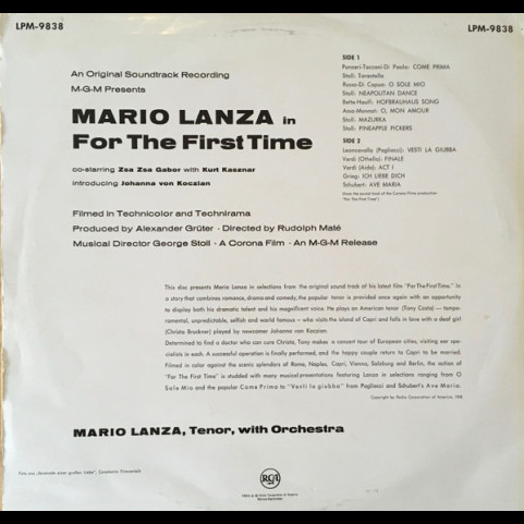 Mario Lanza - For The First Time [1LP]