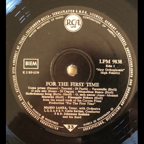 Mario Lanza - For The First Time [1LP]