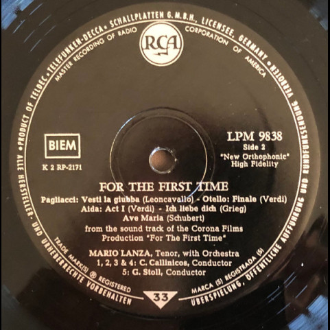 Mario Lanza - For The First Time [1LP]